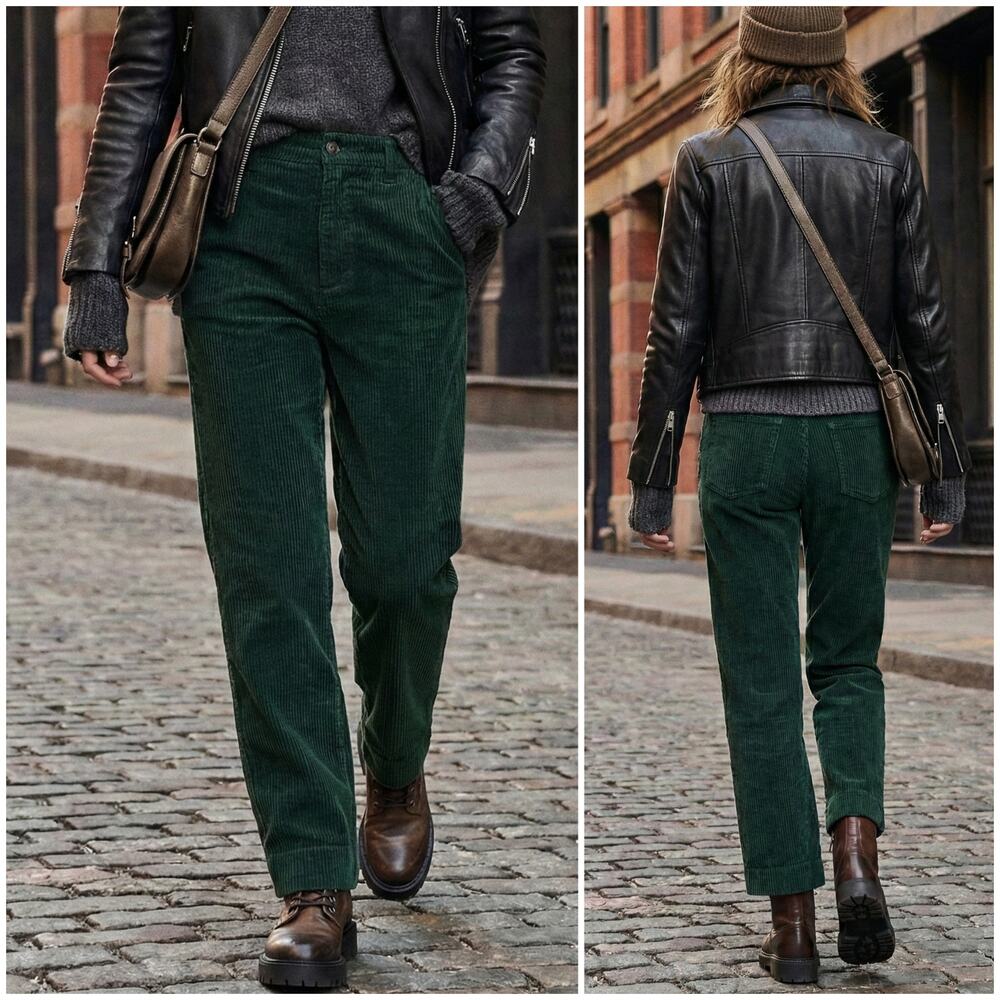 Rag & Bone Green Corduroy Pants Straight Leg High-rise size 24